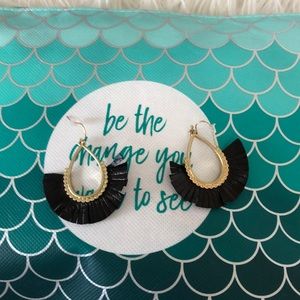 Black leather earrings